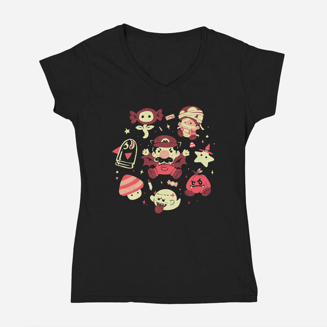 Haunted Kingdom-Womens-V-Neck-Tee-Arigatees