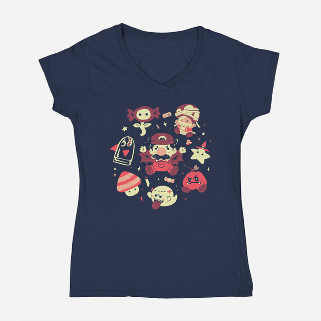 Haunted Kingdom-Womens-V-Neck-Tee-Arigatees