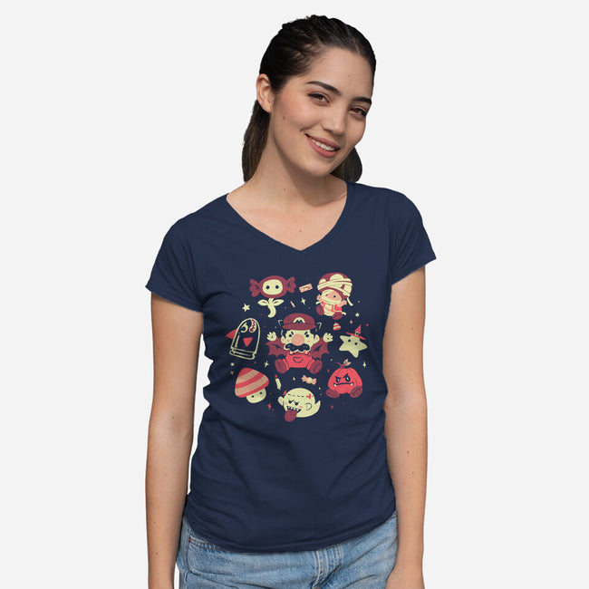 Haunted Kingdom-Womens-V-Neck-Tee-Arigatees