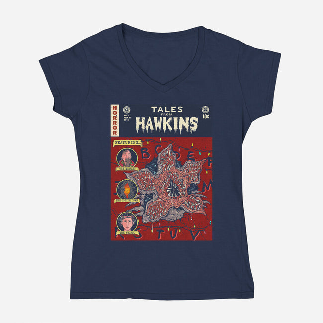 Tales From Hawkins 1-Womens-V-Neck-Tee-Green Devil