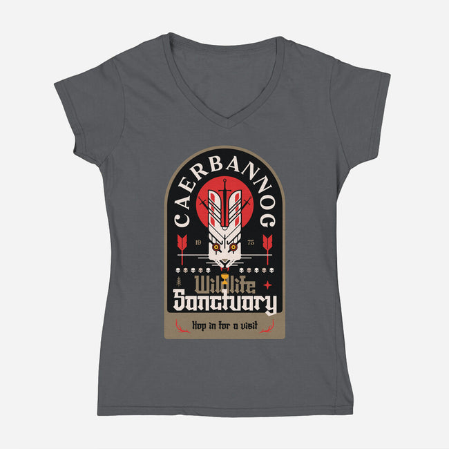 Wildlife Sanctuary-Womens-V-Neck-Tee-BadBox