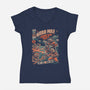 Astro Pugs-Womens-V-Neck-Tee-eduely