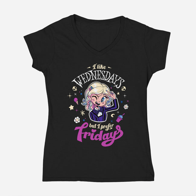 I Love Fridays-Womens-V-Neck-Tee-mikebonales