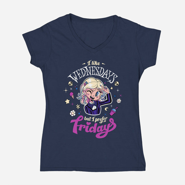 I Love Fridays-Womens-V-Neck-Tee-mikebonales