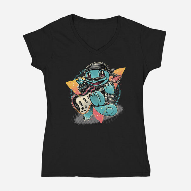 Turtle Rocker-Womens-V-Neck-Tee-glitchygorilla