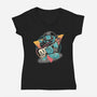 Turtle Rocker-Womens-V-Neck-Tee-glitchygorilla