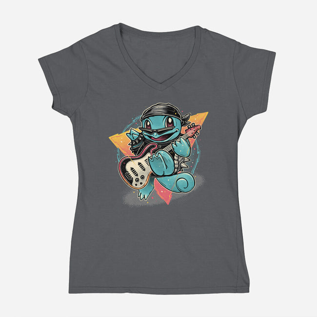 Turtle Rocker-Womens-V-Neck-Tee-glitchygorilla