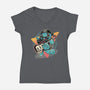 Turtle Rocker-Womens-V-Neck-Tee-glitchygorilla