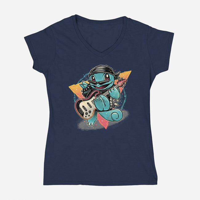 Turtle Rocker-Womens-V-Neck-Tee-glitchygorilla