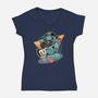 Turtle Rocker-Womens-V-Neck-Tee-glitchygorilla