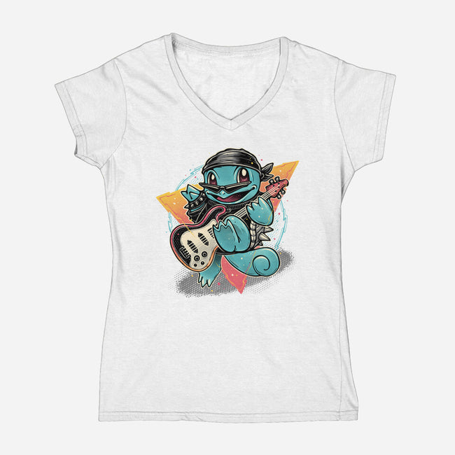 Turtle Rocker-Womens-V-Neck-Tee-glitchygorilla