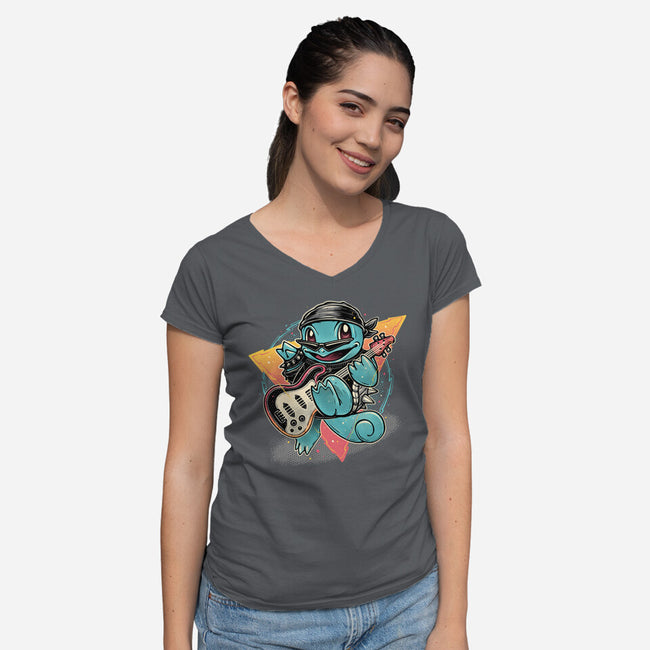 Turtle Rocker-Womens-V-Neck-Tee-glitchygorilla