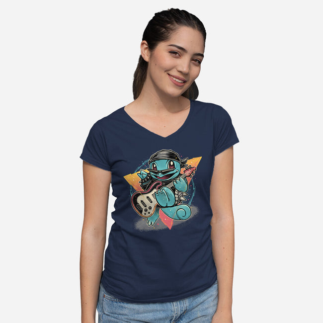 Turtle Rocker-Womens-V-Neck-Tee-glitchygorilla