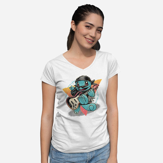 Turtle Rocker-Womens-V-Neck-Tee-glitchygorilla