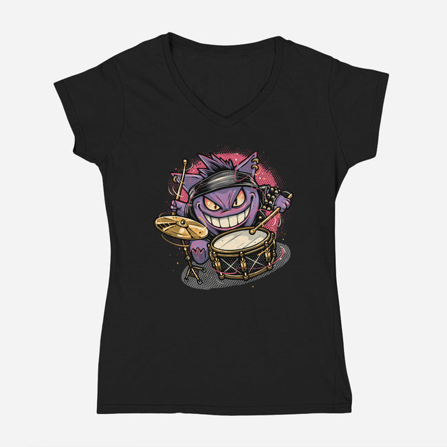 Shadow Rocker-Womens-V-Neck-Tee-glitchygorilla