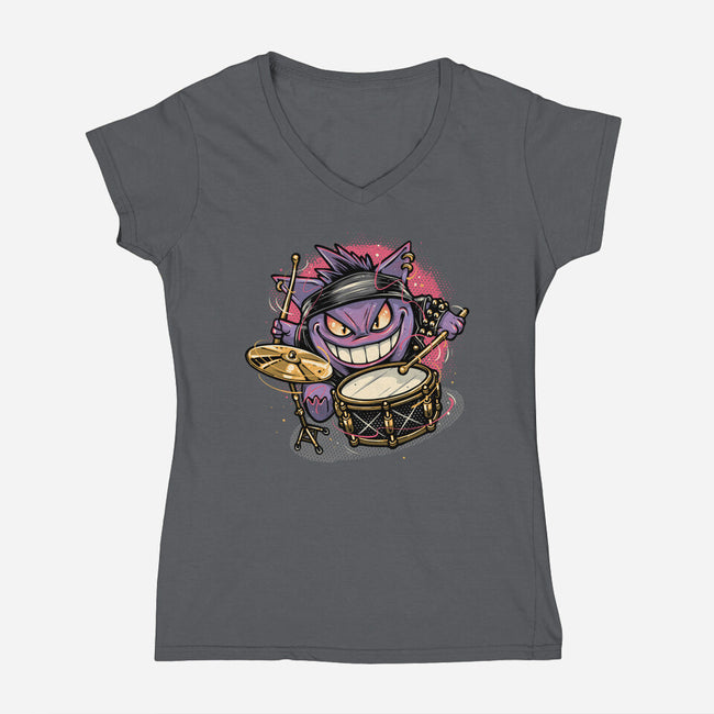 Shadow Rocker-Womens-V-Neck-Tee-glitchygorilla