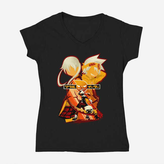 Maka And Soul-Womens-V-Neck-Tee-hypertwenty