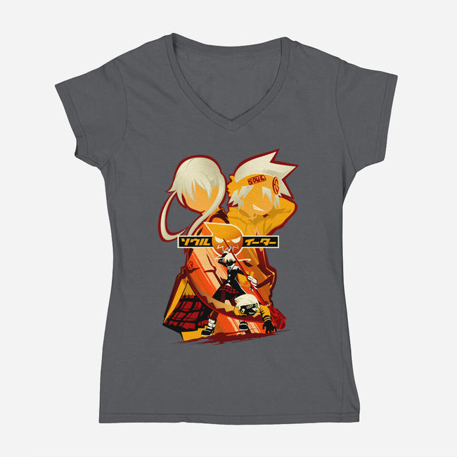 Maka And Soul-Womens-V-Neck-Tee-hypertwenty