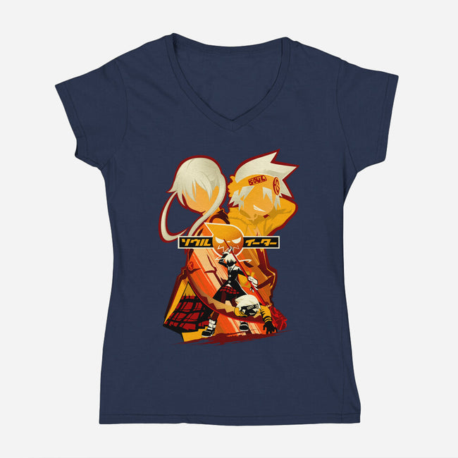Maka And Soul-Womens-V-Neck-Tee-hypertwenty