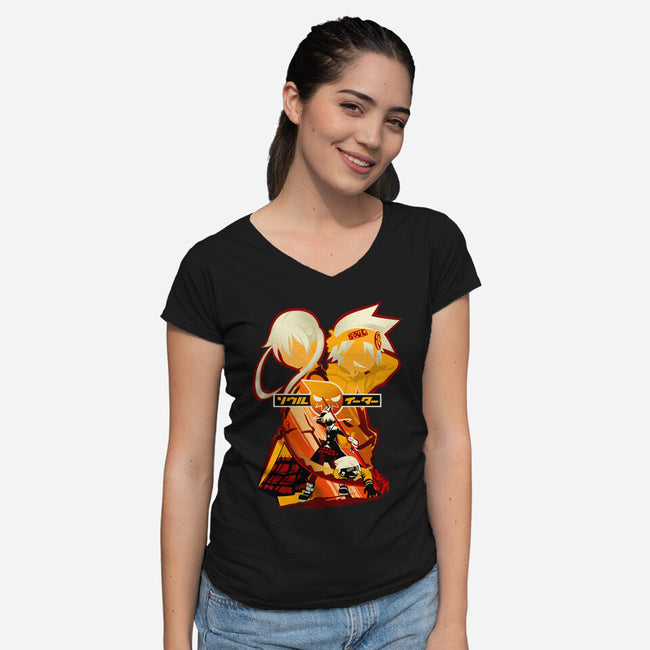 Maka And Soul-Womens-V-Neck-Tee-hypertwenty