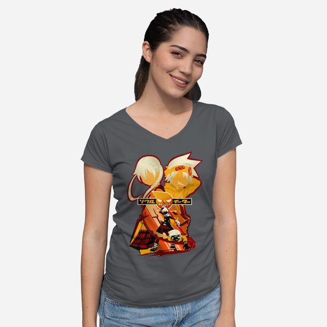 Maka And Soul-Womens-V-Neck-Tee-hypertwenty
