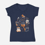 Spooky Kitten Family-Womens-V-Neck-Tee-eduely