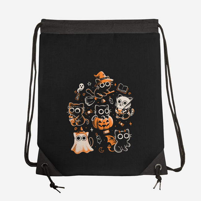 Spooky Kitten Family-None-Drawstring-Bag-eduely