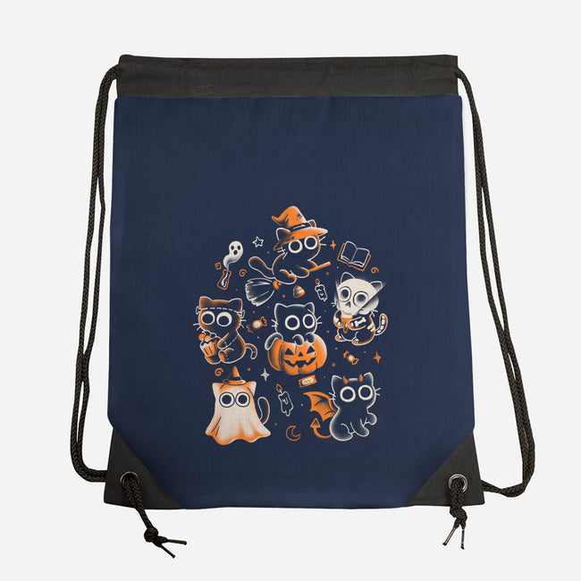Spooky Kitten Family-None-Drawstring-Bag-eduely