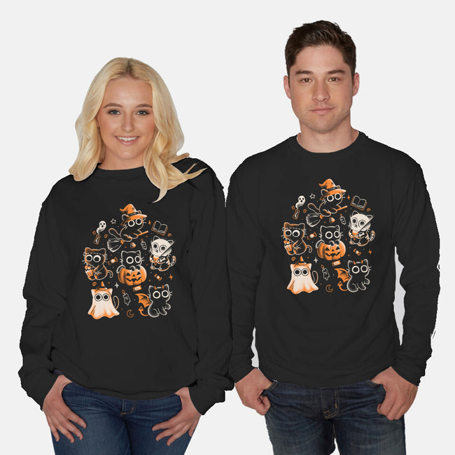 Spooky Kitten Family-Unisex-Crew Neck-Sweatshirt-eduely
