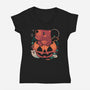 Capy Halloween-Womens-V-Neck-Tee-eduely