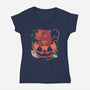 Capy Halloween-Womens-V-Neck-Tee-eduely