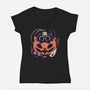 Trick Or Meow-Womens-V-Neck-Tee-eduely