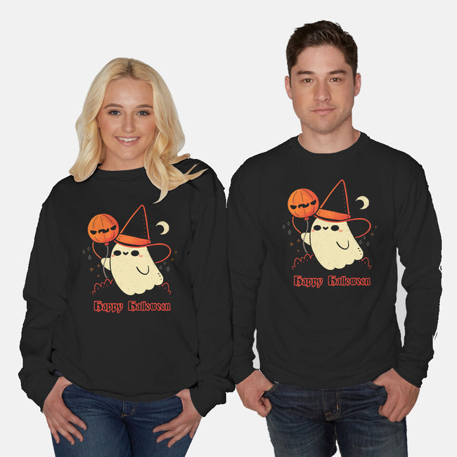 Happy Halloween Spooky Cute Ghost-Unisex-Crew Neck-Sweatshirt-xMorfina