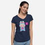 Halloween Labubu Trick Or Treat-Womens-V-Neck-Tee-xMorfina
