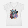 Blue Tiger Of Prosperity-Womens-V-Neck-Tee-glitchygorilla