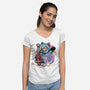 Blue Tiger Of Prosperity-Womens-V-Neck-Tee-glitchygorilla
