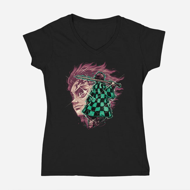 The Legend Of The Slayer-Womens-V-Neck-Tee-glitchygorilla