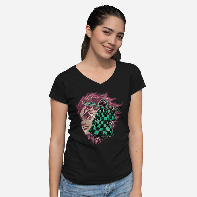 The Legend Of The Slayer-Womens-V-Neck-Tee-glitchygorilla