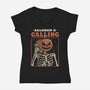 Halloween Is Calling-Womens-V-Neck-Tee-eduely