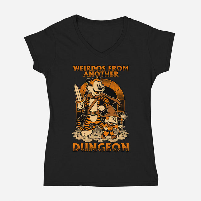 Tiger Boy Comic RPG-Womens-V-Neck-Tee-Studio Mootant
