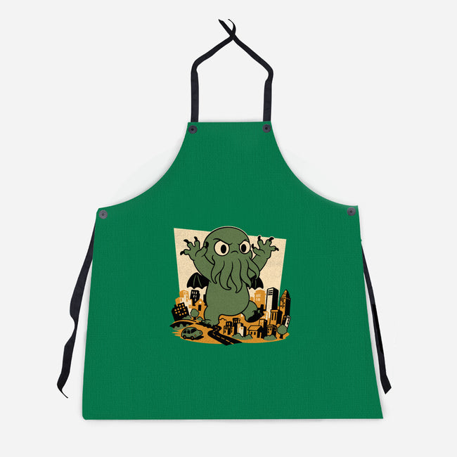 Cthulhu City Destruction-Unisex-Kitchen-Apron-Studio Mootant