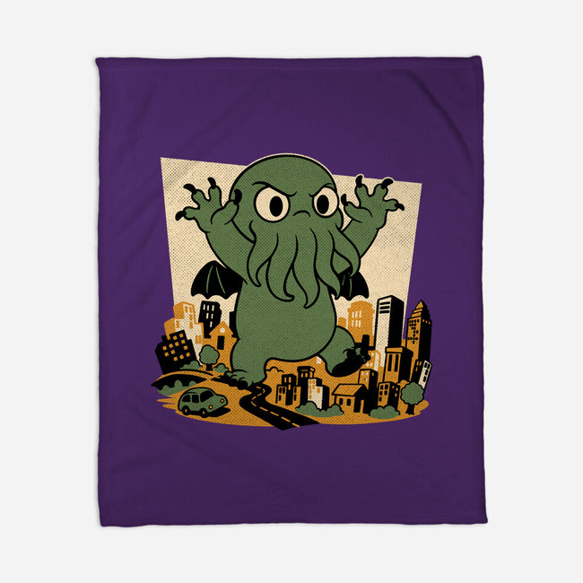 Cthulhu City Destruction-None-Fleece-Blanket-Studio Mootant