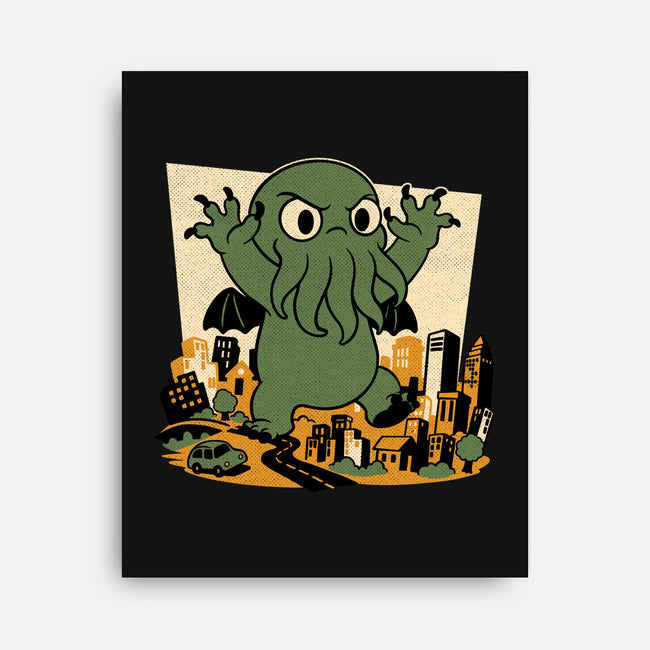 Cthulhu City Destruction-None-Stretched-Canvas-Studio Mootant