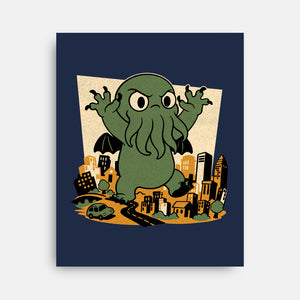 Cthulhu City Destruction-None-Stretched-Canvas-Studio Mootant