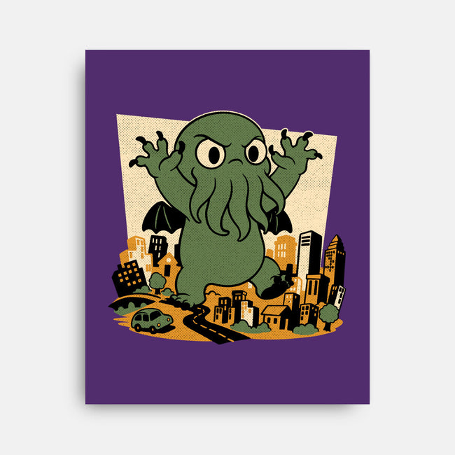 Cthulhu City Destruction-None-Stretched-Canvas-Studio Mootant