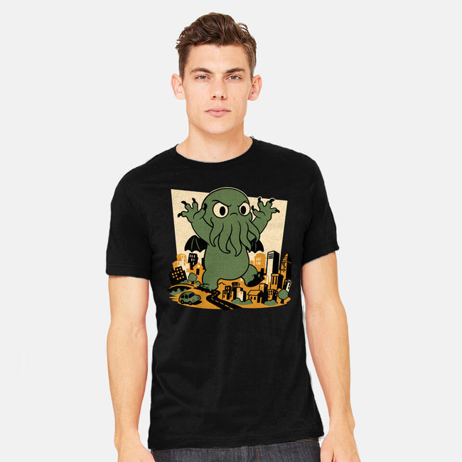 Cthulhu City Destruction-Mens-Heavyweight-Tee-Studio Mootant