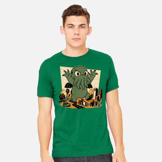 Cthulhu City Destruction-Mens-Heavyweight-Tee-Studio Mootant
