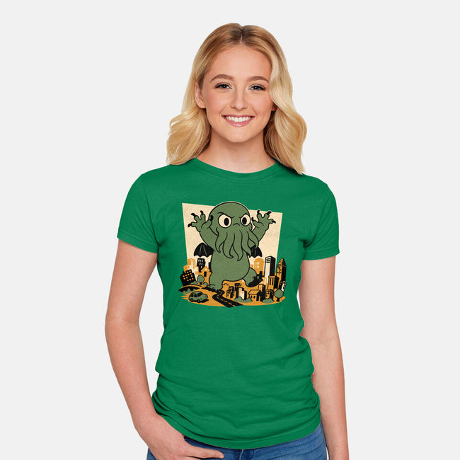 Cthulhu City Destruction-Womens-Fitted-Tee-Studio Mootant