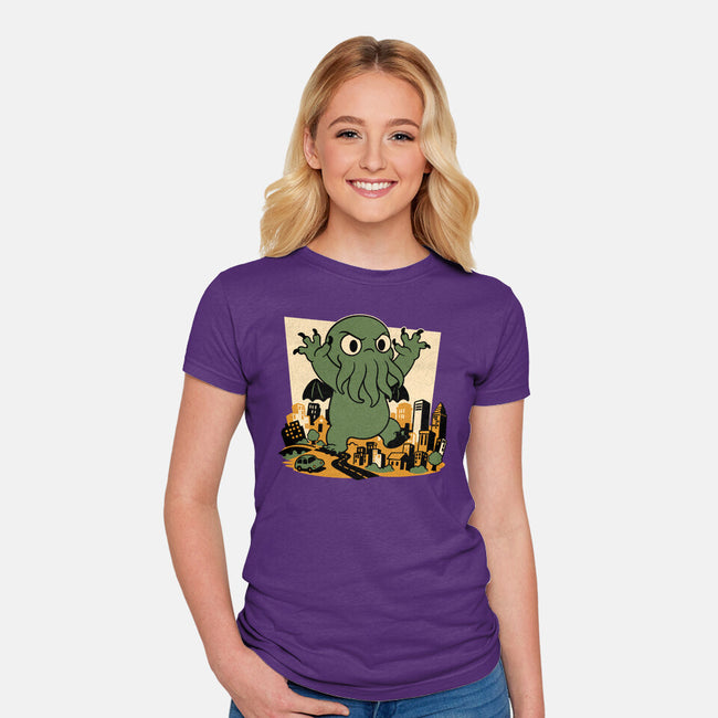 Cthulhu City Destruction-Womens-Fitted-Tee-Studio Mootant