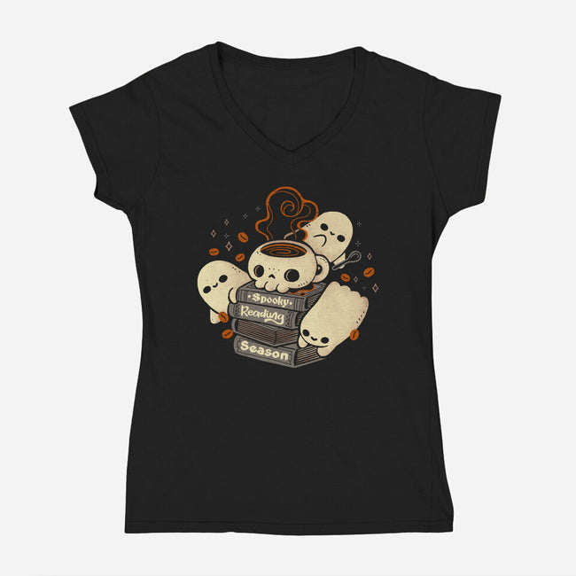 Spooky Reading Season-Womens-V-Neck-Tee-xMorfina